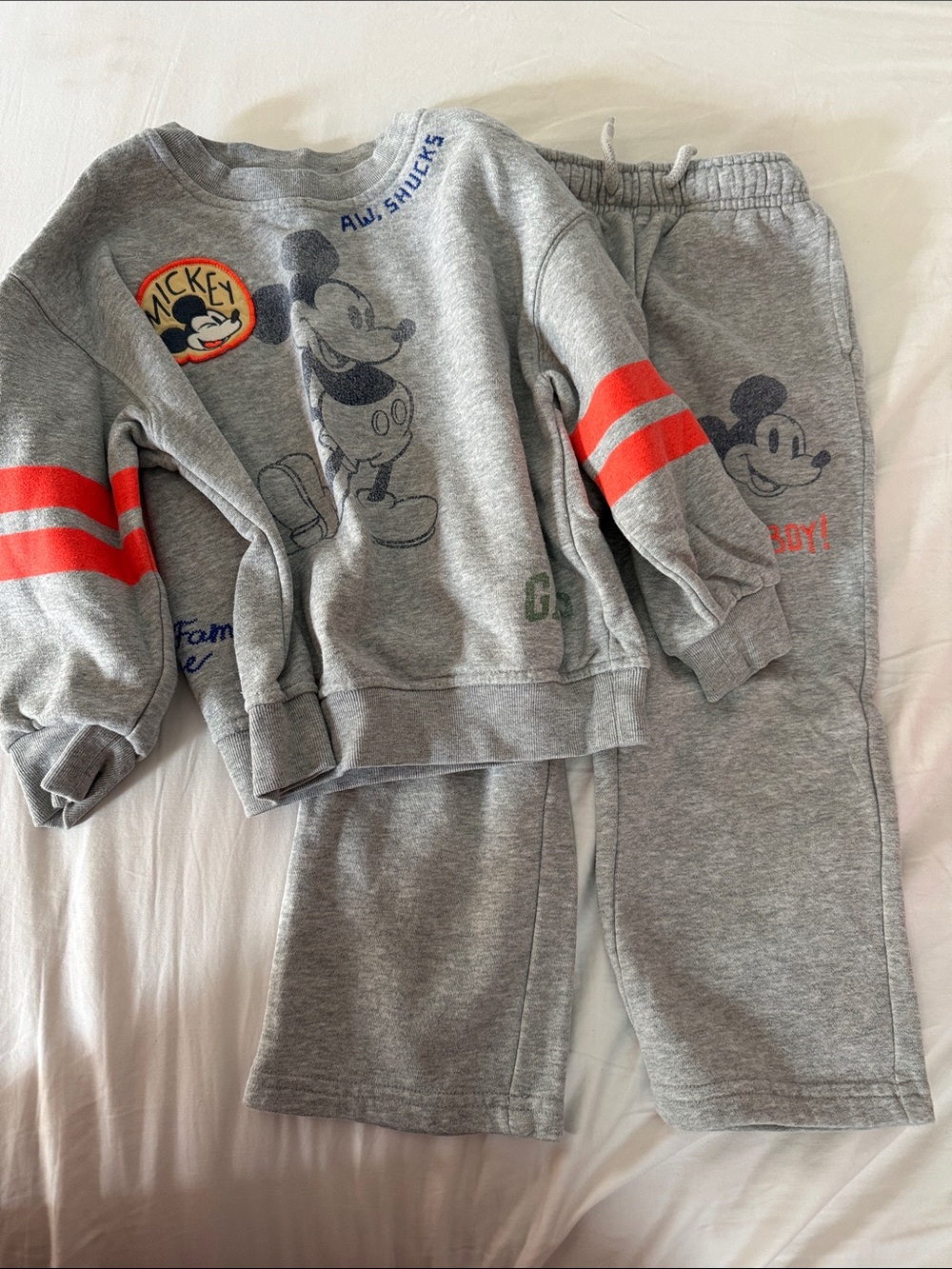 GAP Grey Sweatshirt & Joggers with Orange Stripe Accents